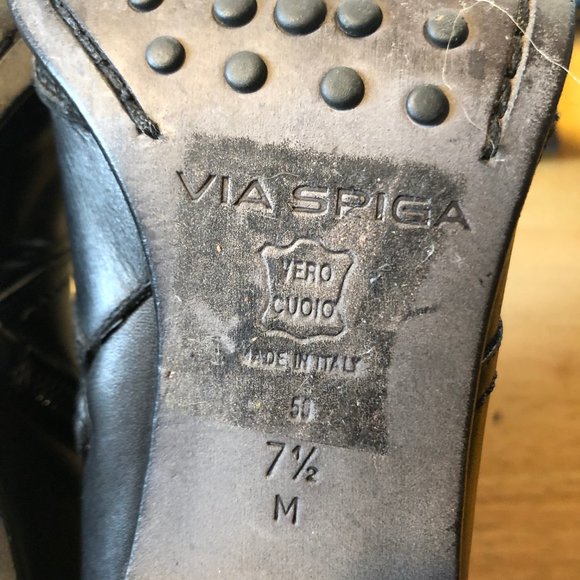 Womens Via Spiga Black Leather Ankle Zip Bootie L-Boot/7.5 R-Boot/7 * - Picture 9 of 9